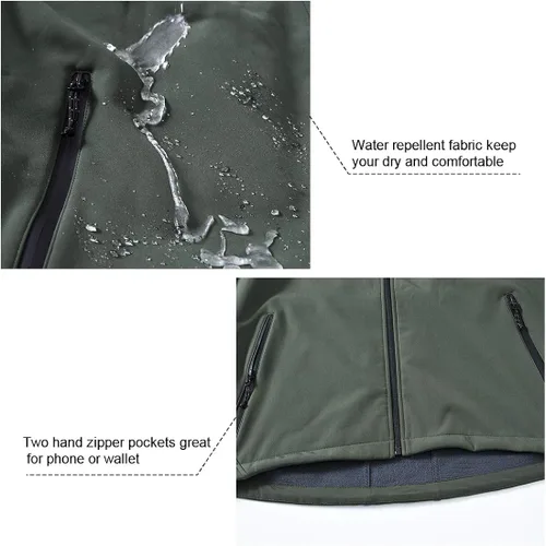 Miniatura 4 de Gopune Chaqueta de senderismo Softshell para hombre con forro polar impermeable ligera con capucha
