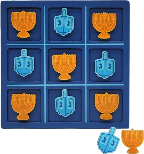 The Dreidel Company Paquete de 3 juegos Hanukkah Tic-Tac-Toe de 8 x 8 pulgadas, eventos de fiesta de juego de mesa Jewih, cumpleaños, premios de