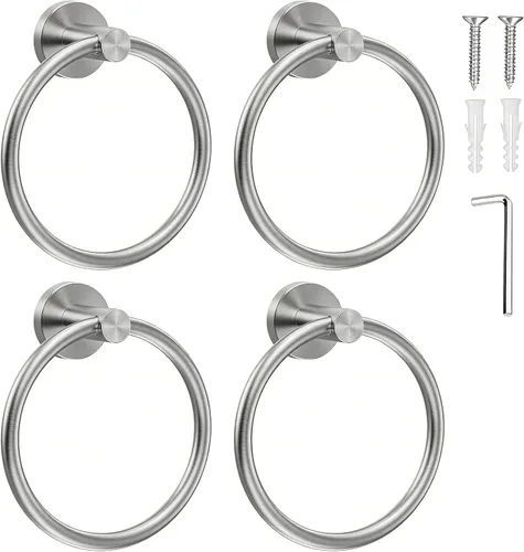 Miniatura 30 de SetSail Toallero de acero inoxidable con rosca para pared de baño, toallero de mano de acero inoxidable para baño, agujero de taladro de cocina