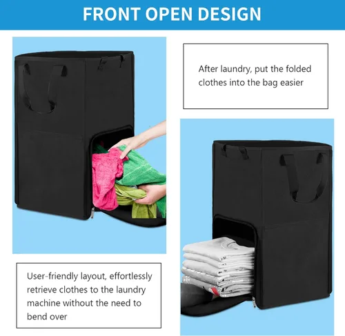 Miniatura 5 de Bukere - Mochila para lavandería, extra grande, 2 en 1, cesta de lavandería para estudiantes universitarios, artículos esenciales para el Negro