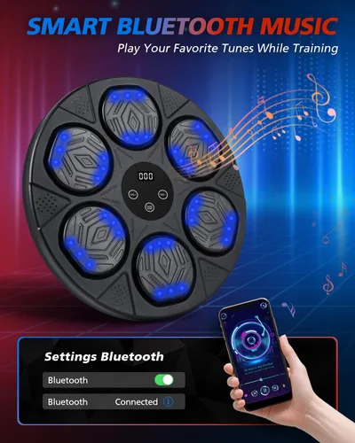 Miniatura 2 de Máquina de boxeo de música, punzonadora de sonido con guantes de boxeo, blanco de boxeo electrónico montado en la pared para adultos y niños, 9 modos