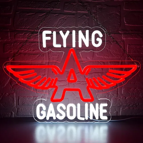 Señal de Neón de Avión de Gasolina para Decoración de Pared, Luz LED de Neón Retro para Garaje, Señal Iluminada de Neón para Taller de Garaje,