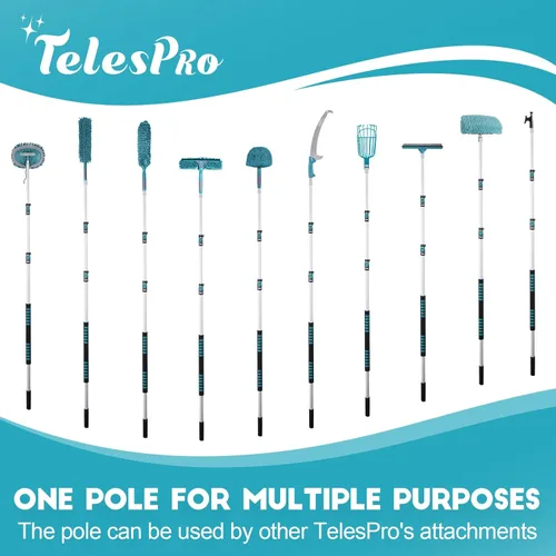 Miniatura 6 de TelesPro Escobilla de ventana de alto alcance de 20 pies con poste de extensión de 5 a 12 pies, herramienta de limpieza de ventanas con poste