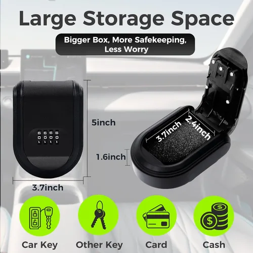 Miniatura 7 de Caja magnética para llaves para ocultar una llave debajo del automóvil con cerradura de combinación con imán fuerte para guardar llaves