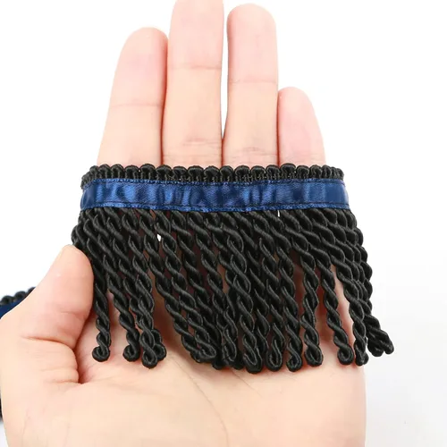 Miniatura 13 de Ribete de Flecos de Lingotes y Adornos 5/10 Yardas X 2.5 Pulgadas de Tela para Costura DIY Decoración para Ropa Flecos Hebreos Dorados con Cinta Azul