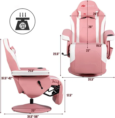 Miniatura 3 de POWERSTONE - Silla reclinable para videojuegos, silla de masaje de poliuretano con reposapiés, soporte para tazas, reposacabezas y bolsa lateral