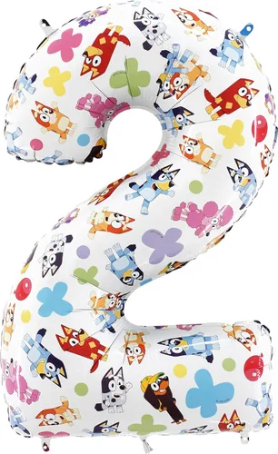Miniatura 5 de Toyland® - Globo de 66 cm con números de papel de aluminio de Bluey y Bingo - Globos para fiestas de niños - Números del 1 al 5 disponibles