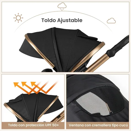 Miniatura 6 de INFANS Cochecito de Bebé 2 en 1, Cochecito Plegable para Recién Nacidos Cochecito Convertible Moisés para Bebé Plegable Paisaje Alto Absorción