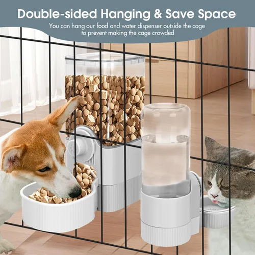 Miniatura 4 de Yummy Sam Jaula colgante dispensador automático de botellas de agua para mascotas pequeñas, alimentador automático desmontable de gravedad de 1.2 L