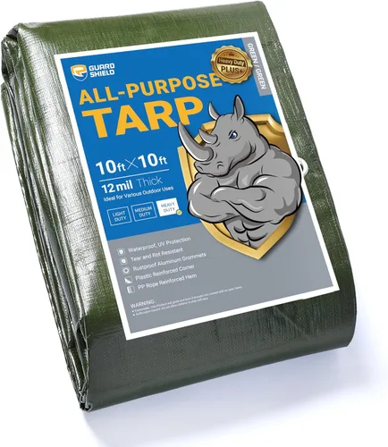 Miniatura 57 de GUARD SHIELD Lona beige de 10 x 20 pies, lona grande resistente para exteriores, cubierta de lona gruesa de 12 mil
