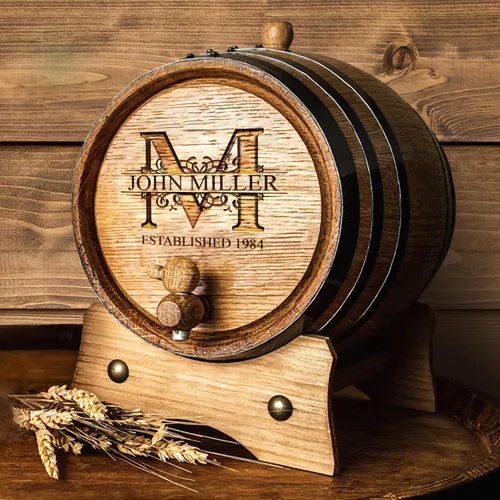 Mini barril de envejecimiento de roble grabado y personalizado para whisky, vino, escocés, bourbon – Kit completo de envejecimiento para cerveza