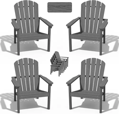 Miniatura 20 de nevilywood Sillas Adirondack compactas apilables, sillas de patio de polietileno de alta densidad de 26.3 pulgadas de ancho, duraderas, diseño que