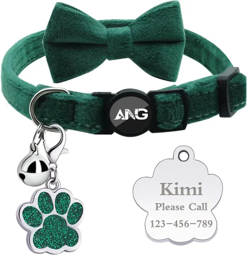 Miniatura 14 de Collares de gato personalizados con etiqueta de identificación, corbata de campana, collares de gatito personalizados de liberación rápida