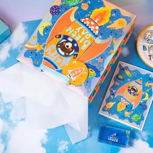Miniatura 2 de LeZakaa Bolsa de regalo de cumpleaños de 13 pulgadas, bolsa de regalo mediana de papel de aluminio metálico con papel de seda, etiqueta de regalo