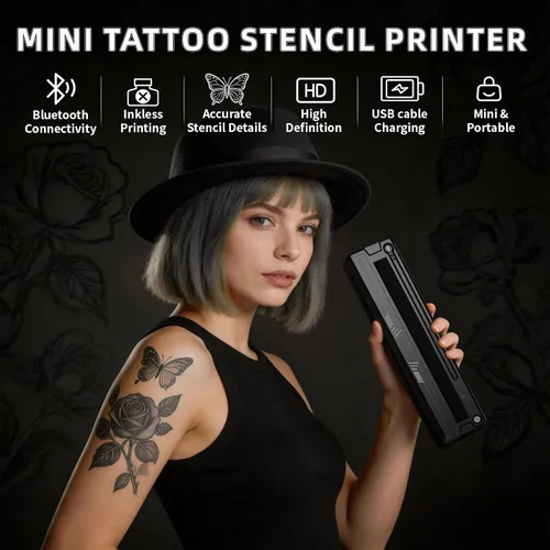 Miniatura 2 de Nueva impresora de plantillas de tatuajes, kit térmico inalámbrico Bluetooth con 10 papeles de transferencia, se adapta a papel térmico