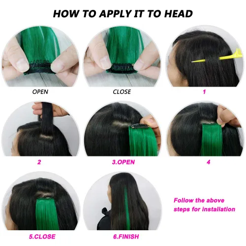 Miniatura 8 de 26 extensiones de cabello con clip de colores para niñas, extensiones de cabello arcoíris multicolor con reflejos instantáneos, piezas de cabello