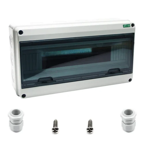 Miniatura 12 de Fielect Caja de protección de distribución MCB de 2 vías con riel DIN, caja eléctrica de disyuntor de plástico ABS y cubierta transparente IP65