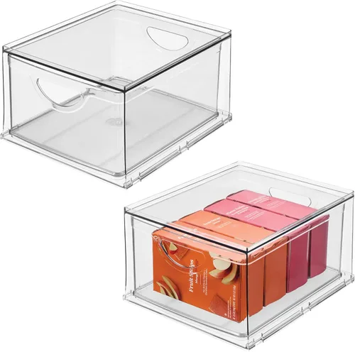 Miniatura 10 de iDesign Cajón de almacenamiento de plástico transparente, organizador apilable para encimera de baño, tocador o debajo del fregadero