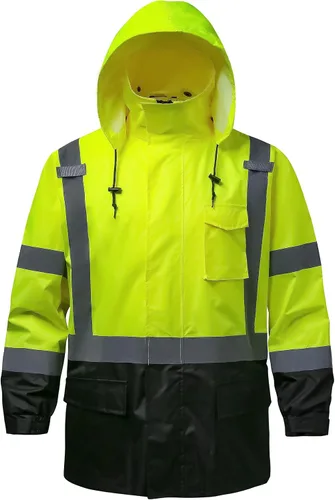 Chaquetas de lluvia reflectantes para hombre impermeables, abrigo de seguridad Hi Vis con tiras reflectantes, chaquetas de lluvia de alta Lima02