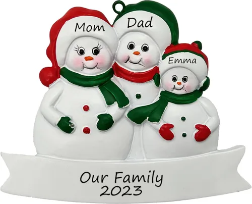 Miniatura 9 de Adorno familiar de Navidad personalizado de 10, Adorno familiar de muñeco de nieve personalizado de 10
