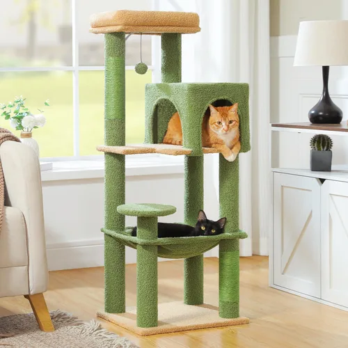 Miniatura 34 de MUTTROS Árbol para gatos de interior, torre para gatos de varios niveles de 44.5 pulgadas con hamaca grande de marco de metal, condominio para gatos