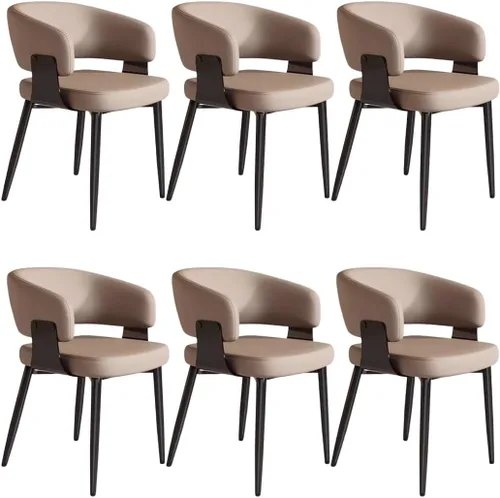 Miniatura 23 de YVYKFZD Juego de sillas de comedor, silla de comedor con patas de metal y respaldo curvo, sillas de cocina tapizadas de cuero, reposabrazos, silla