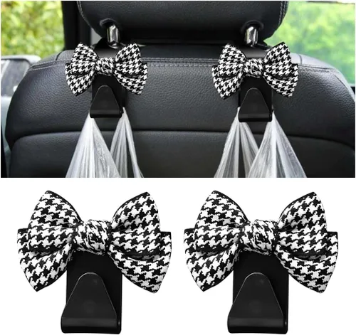 Miniatura 18 de Mandark 2 piezas de ganchos para reposacabezas de asiento de automóvil, lindos ganchos de arco para bolsos y bolsas, accesorios de decoración