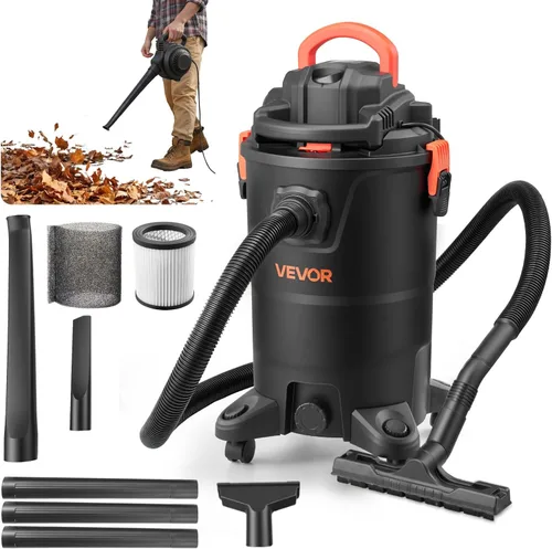 Miniatura 16 de VEVOR Aspiradora de 5 galones para uso comercial, aspiradora húmeda y seca de 6 Peak HP - Potente succión con función sopladora y accesorios 2 en 1