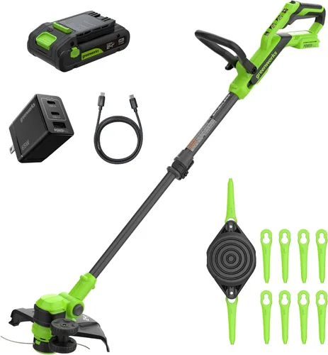 Miniatura 14 de Greenworks Cortadora de Hilo/Bordeadora Inalámbrica de 24V (Gen 2), Ancho de Corte de 12", Diseño Ultra-Ligero de 6 lbs, con Batería de 2.0Ah