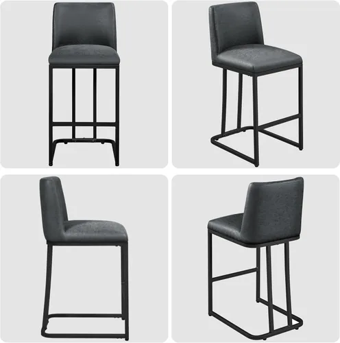 Miniatura 7 de Yaheetech Juego de 2 taburetes de bar, taburetes de cocina de altura de mostrador de 24 pulgadas, sillas de bar tapizadas de cuero modernas