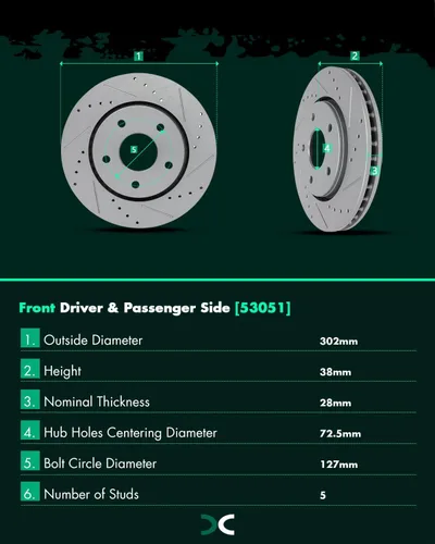 Miniatura 4 de SCITOO Kit de freno delantero Rotores de freno delantero y pastillas de freno de cerámica para 08-16 para Chrysler Town & Country, 08-16 para Dodge