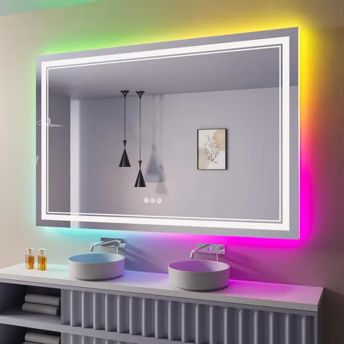 Miniatura 95 de Espejo de baño LED de 72 x 36 pulgadas, retroiluminado y frontal iluminado, espejo de tocador grande iluminado con luces, antiniebla, regulable