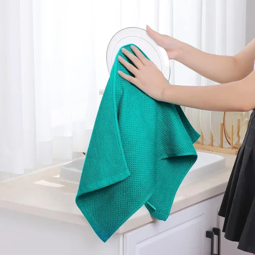 Miniatura 261 de Homaxy Trapos de cocina de 100% algodón, tejido de punto gofre, ultrasuaves, absorbentes y de secado rápido, 12 x 12 pulgadas, paquete de 6, blanco