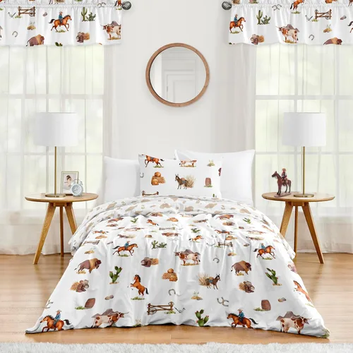 Miniatura 2 de Sweet Jojo Designs Juego de edredón individual de 2 piezas (vaquero occidental) para niños, ropa de cama para niños, ropa de cama en una bolsa