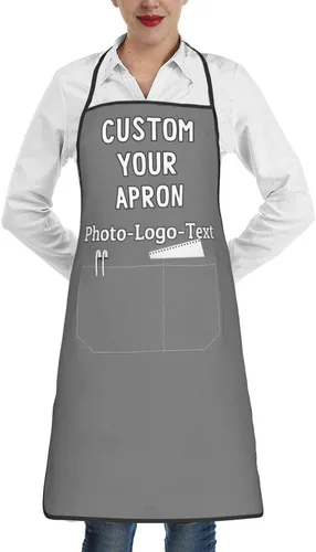 Miniatura 18 de Delantales personalizados para adultos, delantal personalizado con logotipo de foto, delantal impermeable con 2 bolsillos