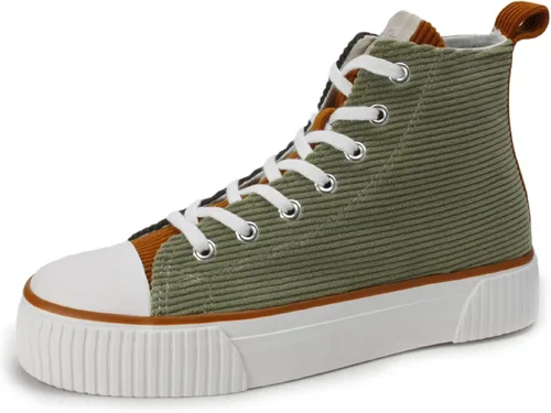 PepStep Women's Fashion Platform High Top Sneakers, Cute Corduroy or Faux Lamb's Fur UpperMemory Foam Insole,Trendy Slim Shoe Lace