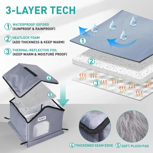 Miniatura 4 de TailTastic Casa para Gatos de Exterior Resistente a la Intemperie y Aislada - Base Sin Costuras Se Mantiene Seca, Fácil Montaje, Refugio Cálido