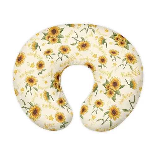 Funda de almohada de lactancia con notas musicales de girasol para recién nacidos, niños y niñas, fundas de almohada de lactancia ultra suaves para