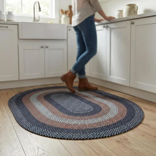 Miniatura 35 de Super Area Rugs - Alfombra trenzada rústica en tonos taupe y gris oscuro, ovalada para puerta/entrada principal, alfombra tejida para exteriores, 2