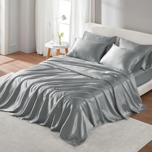 Miniatura 61 de Madison Park Essentials Juego de 2 fundas de almohada de satén para cabello y piel, lujosamente suave, sedosa con brillo natural, fresca al tacto