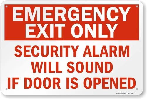 Miniatura 15 de SmartSign Paquete de 4 etiquetas adhesivas de 5 x 7 pulgadas con texto en inglés "Solo salida de emergencia, alarma de seguridad sonará si la puerta