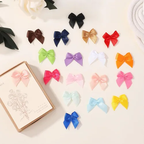 Miniatura 8 de yoyokid 200 mini lazos de cinta de satén de 1 pulgada, pequeños lazos de manualidades decorativos para bricolaje, alfileres de ánimo, pinzas