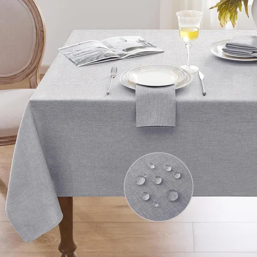 Miniatura 18 de Softalker Mantel pequeño rectangular con textura de lino de 52 x 70 pulgadas, para exteriores, resistente a las manchas y a las arrugas, decorativo