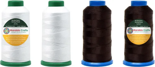 Miniatura 159 de Mandala Crafts - Hilo de nailon para coser cuero, tapicería, mezclilla y para trenzar el pelo; resistente, 1500 yardas, tamaño 69 T70 Marrón