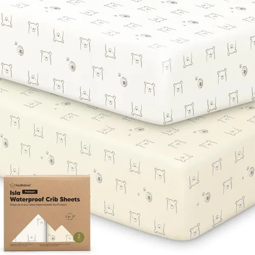 Miniatura 15 de Paquete de 2 sábanas impermeables para cuna de bebé para niños y niñas - 52x28 sábanas para cama de niño pequeño de viscosa derivada de bambú