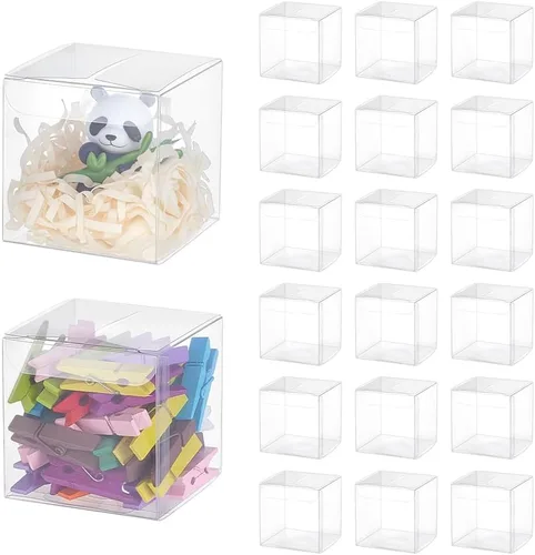 Miniatura 11 de BENECREAT Paquete de 10 cajas grandes de plástico transparente de 4.7 x 4.7 x 4.7 pulgadas para regalos de fiesta de San Valentín y dulces de fiesta