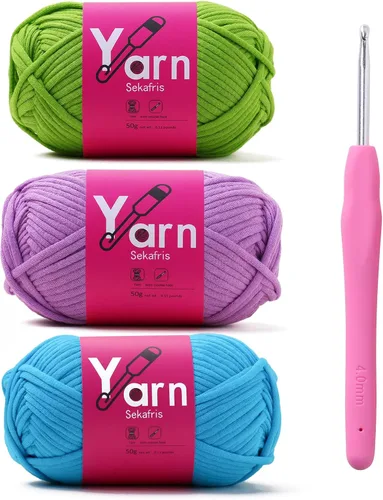 Miniatura 18 de Hilo de Crochet con Hilo de Algodón para Crochet – Hilos de Crochet Tejido para Principiantes con Puntadas Fáciles de Ver – Hilo para Crochet