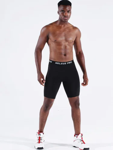 Miniatura 6 de NELEUS Paquete de 3 pantalones cortos de compresión para correr con bolsillos para hombre