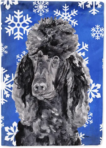 Miniatura 96 de Caroline's Treasures SC9374GF Bulldog English Snow flakes Holiday Garden Flag Buzón Bandera decorativa para patio exterior, patio, obras de arte