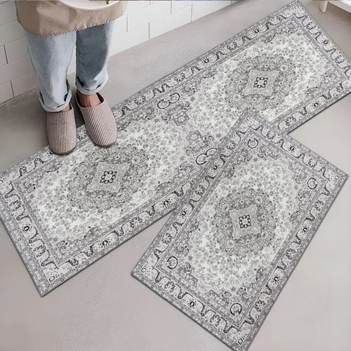Miniatura 25 de Mloabuc® Tapete decorativo de flores, tapetes de cocina de arpillera de arpillera para mujer, accesorios de cocina para exteriores, 17 x 30 pulgadas